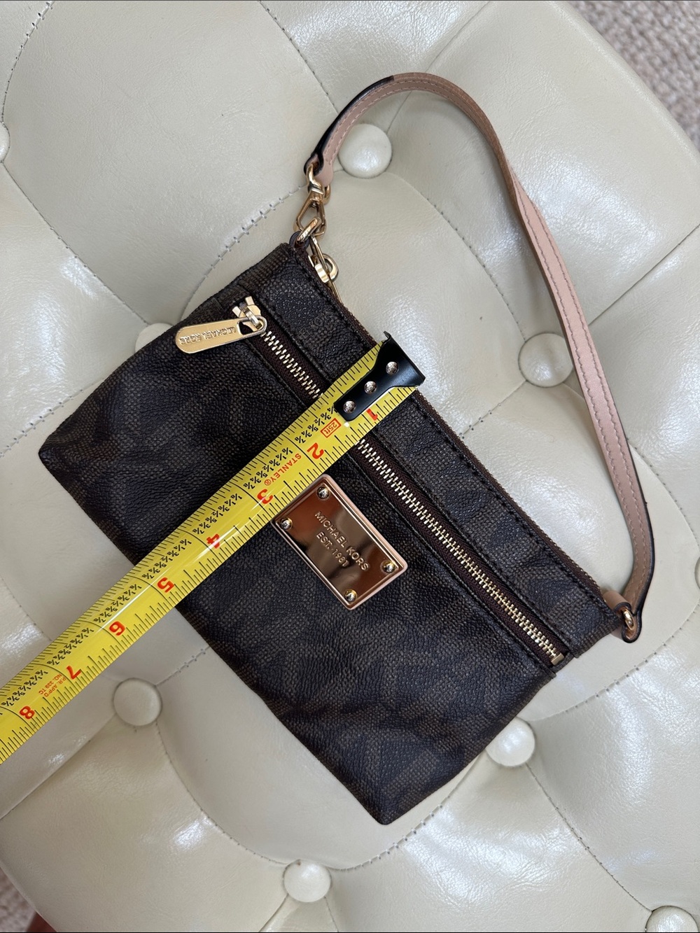 Michael Kors Brown Logo mini bag, Gold Hardware - Picture 11 of 16
